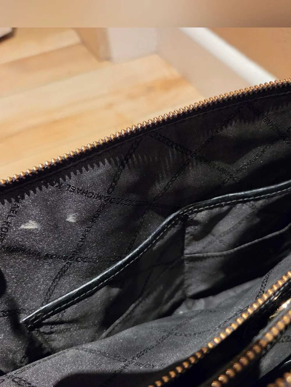 Michael Kors Black Croc-Embossed Leather Satchel with Gold Hardware